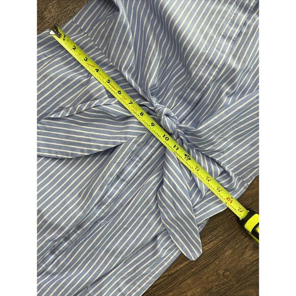 CALVIN KLEIN BLUE WHITE STRIPED LONG SLEEVE BUTTON UP TIE COTTON SHIRT DRESS 6? - Picture 14 of 15